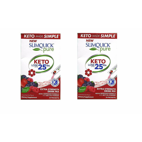 2xSLIMQUICK Pure Weight Loss Drink Mix Designed for Women, Mixed Berries 26 ct