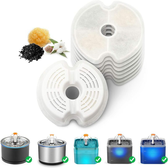 8 Pack 2.5L Cat Flower Fountain Filter - Suitable for Stainless Steel Cat/Dog Fountains - Triple Filter Filter Thsinde