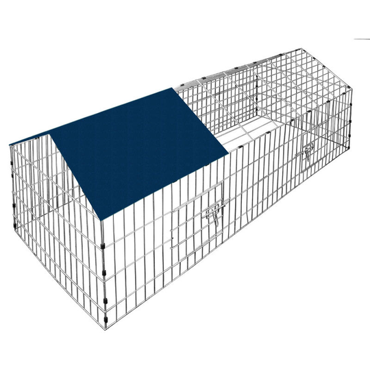Cadoca - Metal Rabbit Run Cage Enclosure Playpen Hutch Small Animal Guinea Pig Chicken Blue