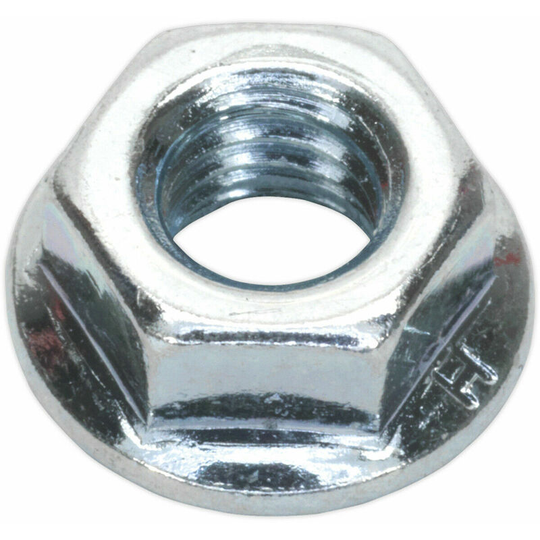Loops - Pack of 100 Zinc Plated Serrated Flange Nut - 1.25mm Pitch - M8 - din 6923