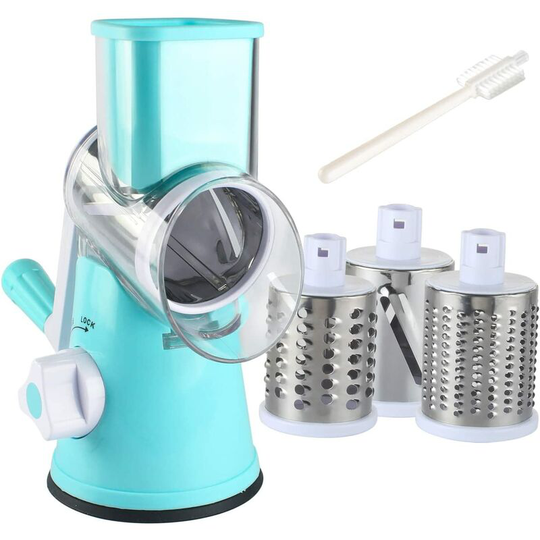 Manual rotary scraper - round mandolin slicer with strong suction base, vegetable nut grinder with clean brush