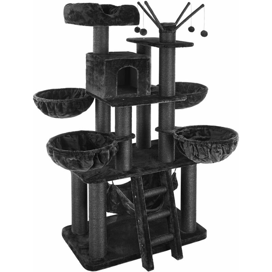 Cat tree scratching post Gismo - cat scratching post, cat house, cat tower - black - black