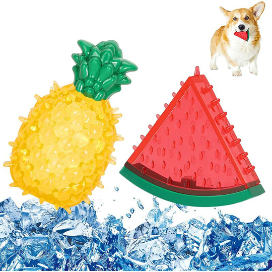 Betterlifegb - Multifunctional Dog Chews Toys, Watermelon & Pineapple Shaped Summer Cooling Toy, tpr Cooling Toy for Small and Medium Dogs - Colorful