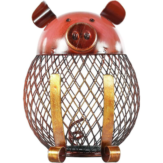 Piggy Bank Pig or Container Pig Metal Sculpture Original Object Home Decor Family Gift
