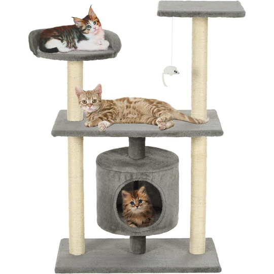 Hommoo - Cat Tree with Sisal Scratching Posts 95 cm Grey VD07069