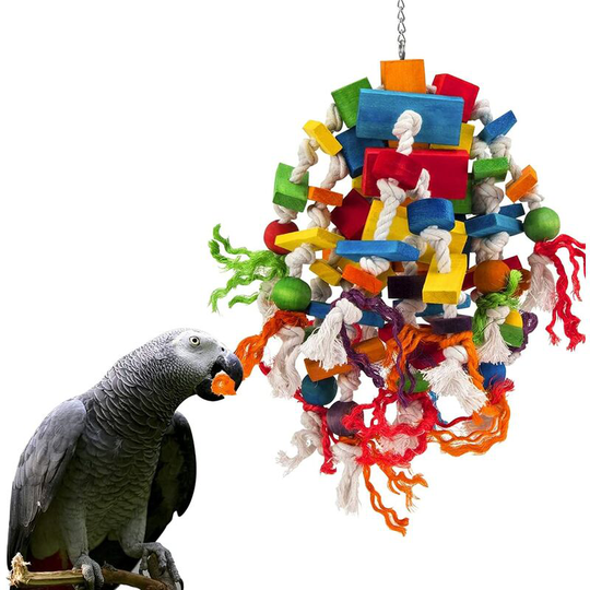 Sun Flowergb - Large Parrot Chew - 100% Natural Multicolor Wooden Chew Block for Large Medium African Gray Macaw Parrot Chew (Color)