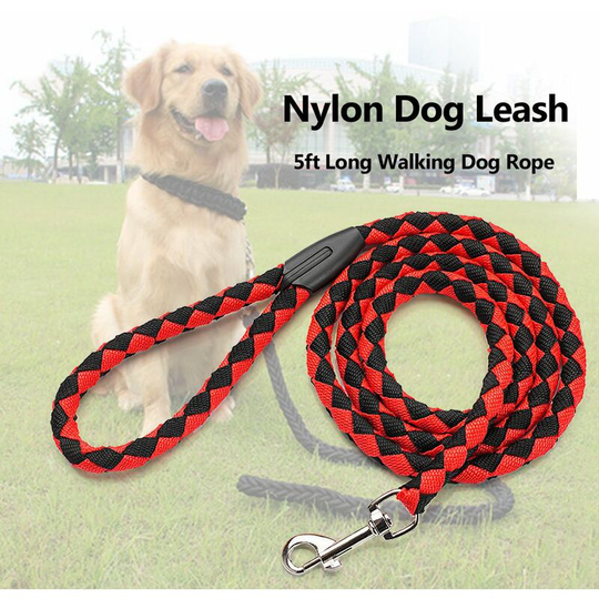 Nylon Dog Leash 5ft Long Walking Dog Rope Metal Clasp Dog Chain Traction Rope for Medium Dog Training Walking Outside