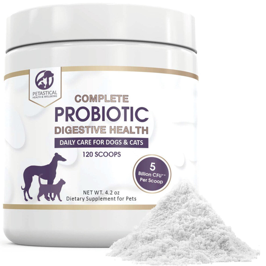 Petastical Probiotics for Dogs and Cats, 5 BILLION CFU Max Strength Canine Feline Probiotic Powder for Digestive Health, Acidophilus Pet Sup