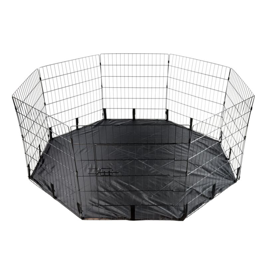 KCT - Medium 8 Sided Wire Foldable Puppy Play Pen + Floor/Cover