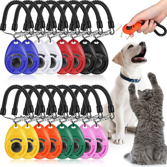 Briday - 16 Pieces Dog Training Clickers with Wrist Lanyard Pet Training Clicker with Big Button for Pet Behavioral Training Dogs Cats Birds Horses