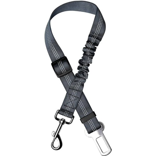 Dog Belt Car Dog Belt with Shock Absorption System and Strong Adjustable Carabiner Harness for Dogs and Cats, Gray