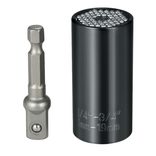 7mm-19mm Multi-functional Universal Socket Metric Wrench Power Drill Adapter Socket Set Professional Repair Tools,model:Black - model:Black