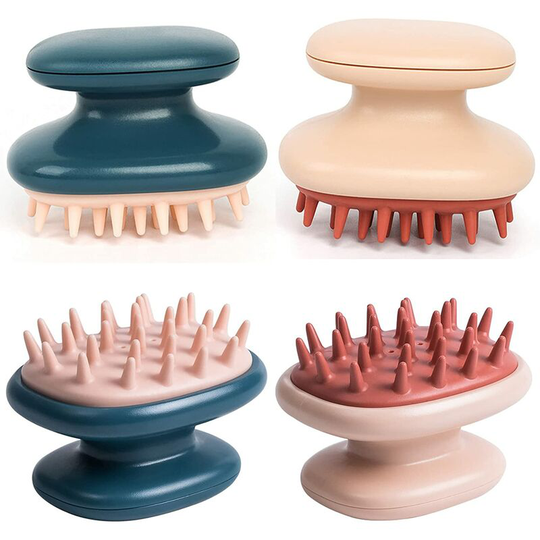 Bearsu - 2pc Silicone Shampoo Brush (Pink + Blue), Silicone Scalp Massage Brush, Silicone Head Massage Brush, Shampoo Brush, Suitable for Wet and Dry
