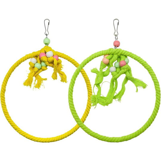 2 pcs Bird Toy, Parrot Toy, Bird Cotton Rope Ring, Bird Swing with Colorful Chew Toys for Parrot, Budgies
