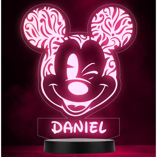 Kids Mickey Mouse Winking Personalised Gift Colour Changing Led Lamp Night Light