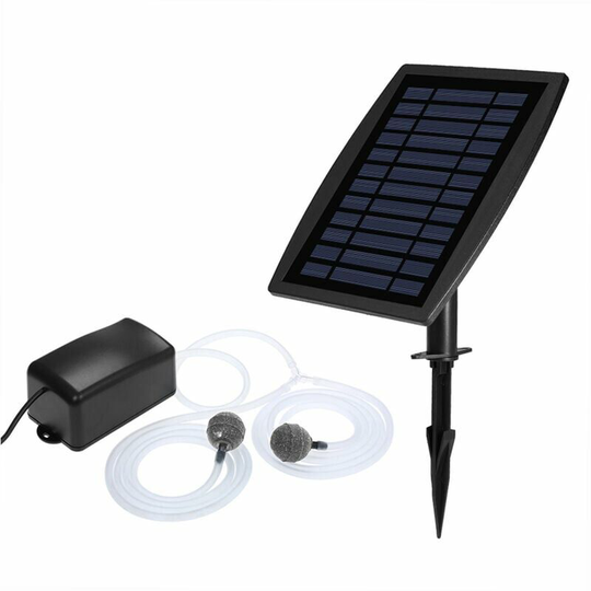 Echoo - Solar aeration pump aquarium aquarium oxygen pump 2 oxygen tubes + 2 air stones