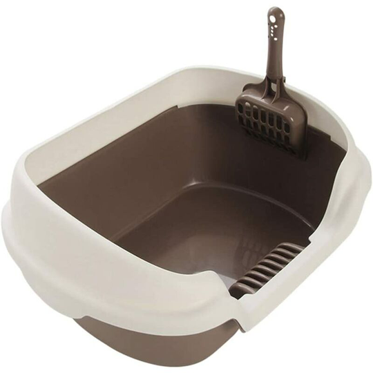 Bearsu - x Semi-enclosed Plastic Cat Litter Box with Lid - Pet Supplies - Coffee