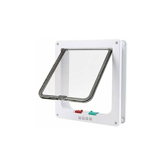 Bearsu - Cat Flap Door 4 Position Cat Mate Large White Lockable Door for Cat or Dog Easy to Install(23cmx 25cmx 5.5cm)