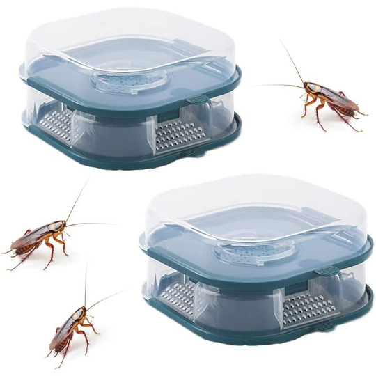 Kartokner - Reusable Cockroach Traps No Pollution Roach Busters Cockroach Catcher for Home School Rooms Kitchen (Blue, double layer)