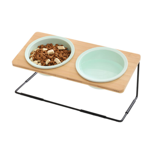FVO - Elevated Cat Bowl, Cat Bowl with Tilted Stand, Ceramic Cat Food Bowl, Diameter Anti-Vomiting Cat Bowl (Wood Color)