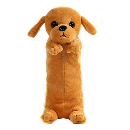 3D Dog Shape Pen Pencil Case Fluffy Pen Organizer Lovely Cartoon Puppy Stationery Bag Pouch Cosmetic Bags Soft Plush Toy Gifts