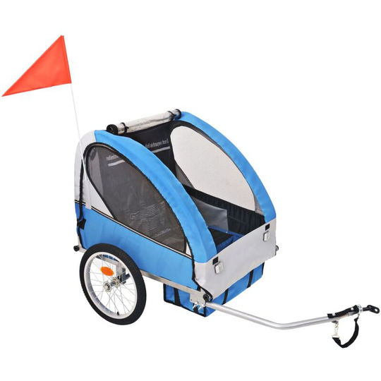Kids' Bicycle Trailer Grey and Blue 30 kg - Blue