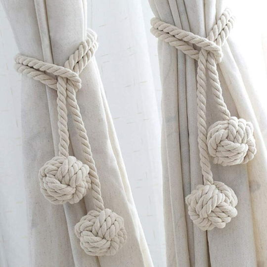 Naxunnn - 1 peer Embrade with pompom curtain curtain curtain cord/double braided curtain balls decorative balls kiss cotton rope curtain accessories