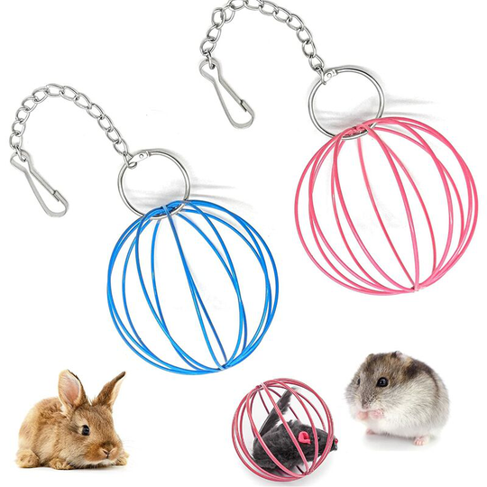 Betterlife 2 Pieces Hay Ball Hanging Hay Dispenser Holder Feeder Rabbit Guinea Pig Hamster Small Animals(Pink+Blue)