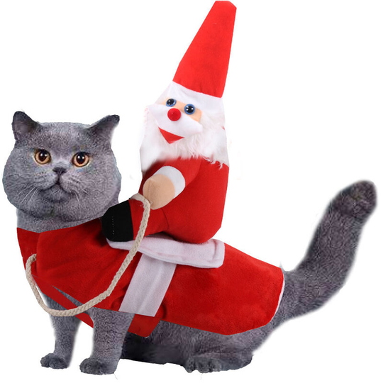Kartokner - Christmas Costume for Cat,Santa Claus Cat,Christmas Cat&Dog Costume-Santa Claus Riding Top/Adjustable Size/Christmas Party Pet Cosplay
