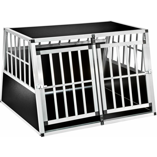Double dog crate Bobby - dog cage, puppy crate, dog travel crate - without partition wall - black