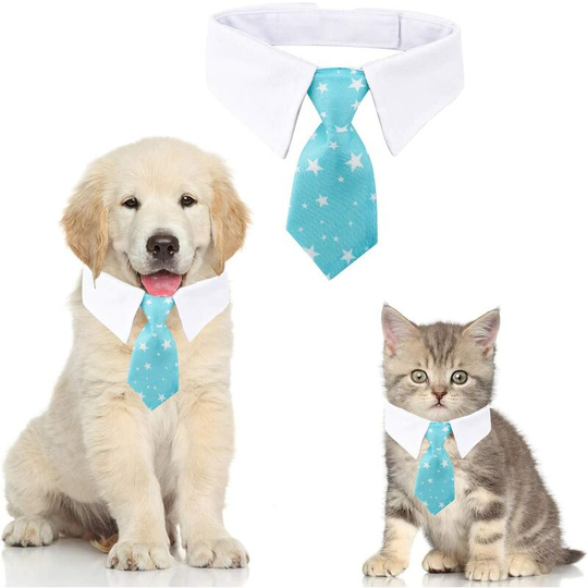 Cat Dog Tie Adjustable Pet Cat Neck Tie for Small Dogs Puppy Accessories (s, Star-Blue)
