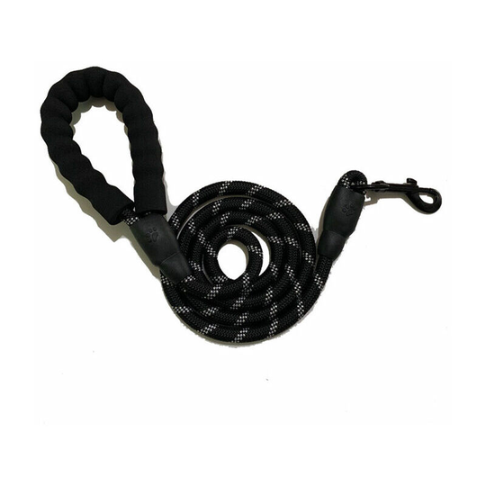 Morejieka - Strong Dog Leash with Comfortable Padded Handle and Highly Reflective Threads for Medium and Large Dogs (2m, Black)