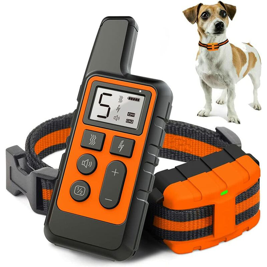 Dog Training Collar, with Sound, Vibration and Shock Modes, 500 Meter Range, IP67 Water Resistant, for Small/Medium/Large Dogs (Orange)