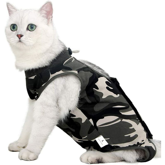 Cat Recovery Suit with Anti-Licking for Abdominal Wounds Soft Pet Clothes Inner Collar e Alternative for Pet After Surgery m