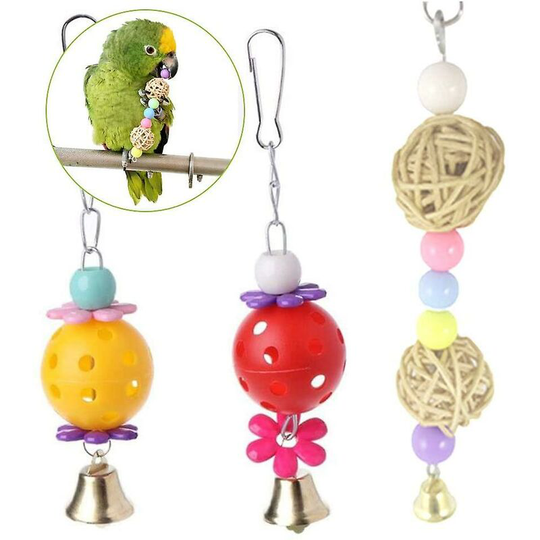 Thsinde - 12 Packs Bird Toys Parrot Swing Toys - Chewing Hanging Bell Pet Birds Cage Toys Suitable For Small Parakeets,love Birds, Cockatiels,