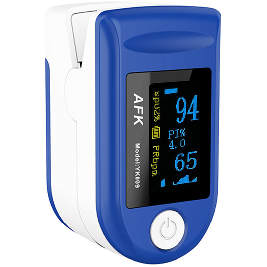Afk YK009 Fingertip Pulse Oximeter oled Display Blood Oxygen Saturation & Pulse Rate Monitor Fingertip SpO2 Measurement Meter with Lanyard,Blue - Blue