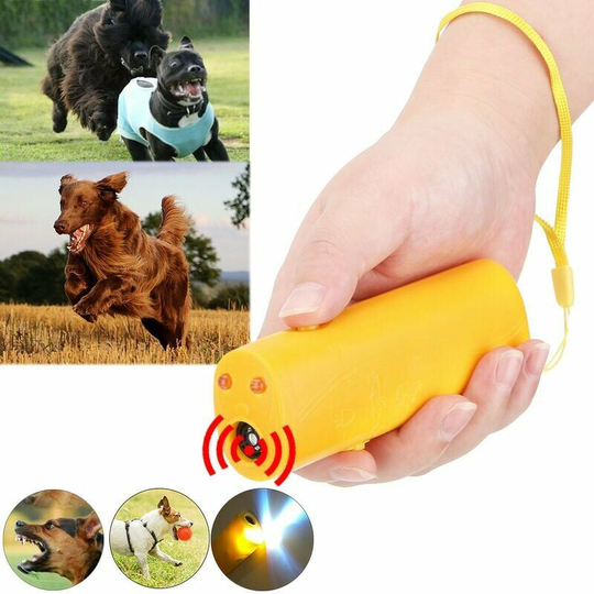 Monly - in 1 Repeller for Pet Dogs Ultrasonic Anti Bark Training Equipment Bark Stop Living Room with Yellow led Flashlight