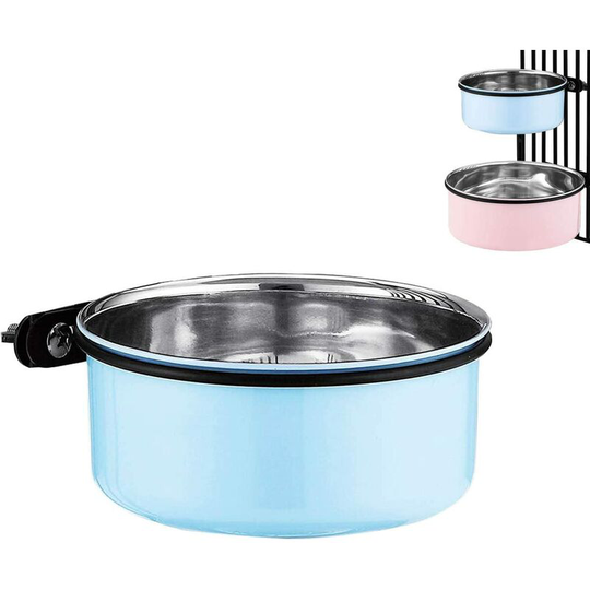 Hiasdfls - Dog Water Cage - Crate Type Water Bowl - Stainless Steel Hanging Bowl - Water Dispenser - Small Dog Bowl - Water Bowl and Bowls (850ml)