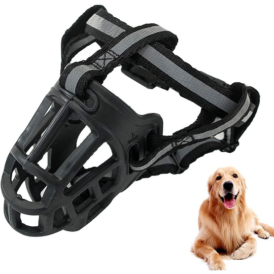 Tinor - Dog Muzzle,Resin Rubber Basket Muzzle for Dogs,Breathable Mouth Cover and Adjustable Straps,Used for Anti-Biting,Barking and Chewing(Suitable