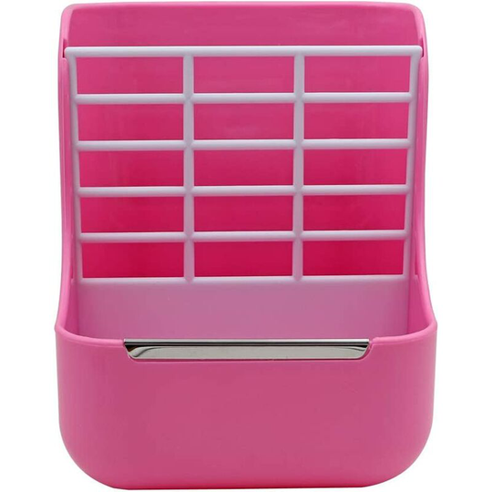 2-in-1 Pet Feeder and Grass Frame for Rabbits, Chinchillas, Guinea Pigs, Small Animals, Anti-Bite with Fixed Set (Pink)