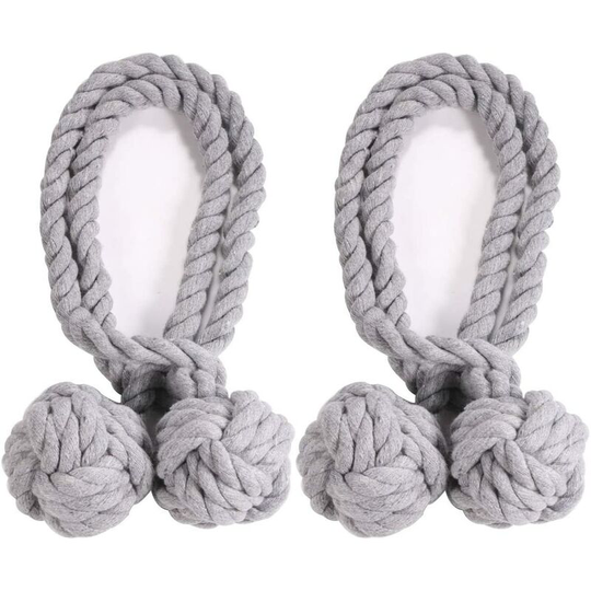 Curtain Tieback Curtain Buckle Double Balls Cotton Rope Curtain Accessories Curtain Buckles for Home Living Room Bedroom Office (gray) - Langray