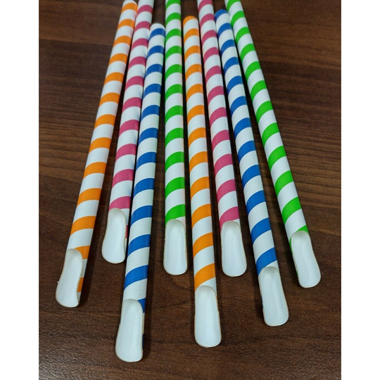 (10x Slush Smoothie Spoon Straws) 8x200mm Slush Puppie Paper Spoon Straws Smoothie