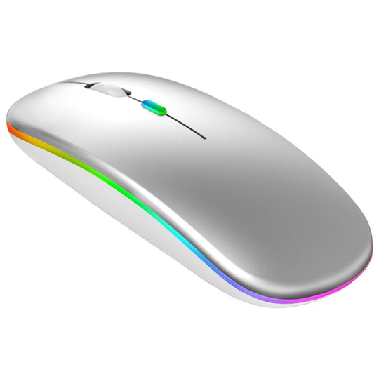 Superseller - Wireless Optical Mouse 2.4G+BT3.0+BT5.2 Three-mode Connection Ergonomic Mute Mouse Built-in 500mAh Battery for pc Laptop Silver, Silver