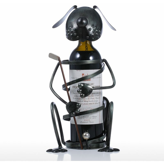 Puppy Wine Rack with Golf Iron Animal Figurine Creative Wine Holder Practical Ornament Craft Gift