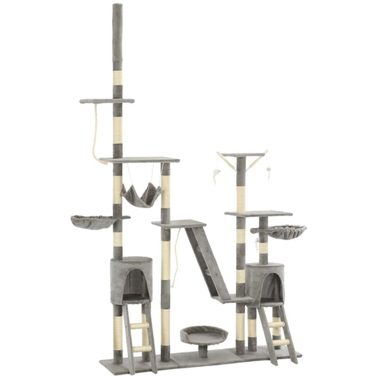 Cat Tree with Sisal Scratching Posts 230-250 cm Grey - Lifcausal
