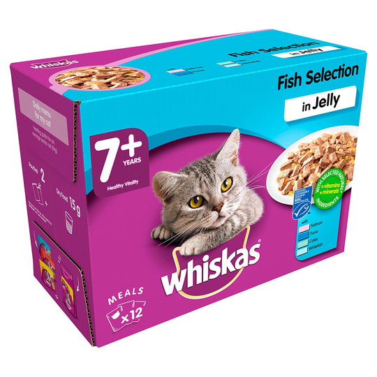 Whiskas 7+ Senior Pouches in Jelly - Saver Pack: 96 x 100g Fish Selection