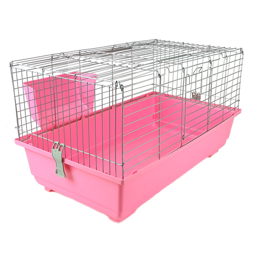 Indoor Rabbit Guinea Pig Cage 100cm Large Pink Single Tier