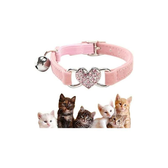Litzee - Lovely Kitten Collar, Cat Collar with Bell and Elastic Strap pink