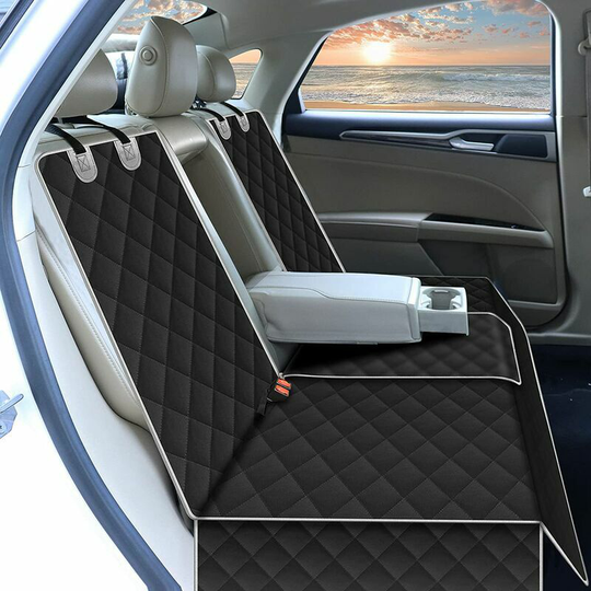 Joorrt - Dog Car Seat Cover - Water Resistant Scratch Slip Slip Back Seat Cover - Car Seat Cover with Side Wings - Universal Fits All Cars (Black)
