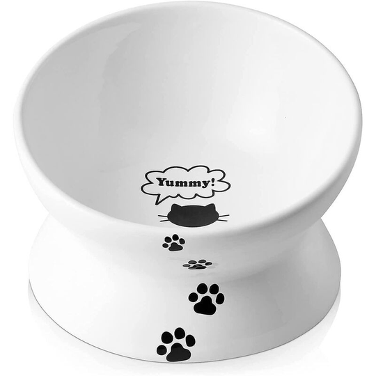 Thsinde - Ceramic Cat Tilt Bowl For Cats With Tilt Angle To Protect Cat's Spine, Stress-free, Prevention